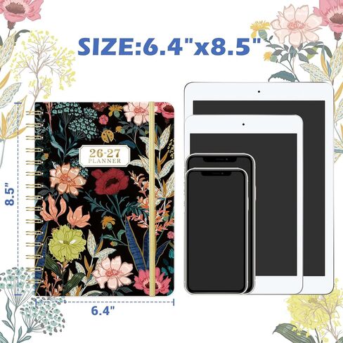 Planner 2025-2025 Calendar/Planner Weekly and Monthly, JAN.2025 - DEC.2025, 6.4" x 8.5", Weekly Monthly Planner 2025 with Tabs, Hardcover, Elastic Closure, Back Pocket in Kuwait