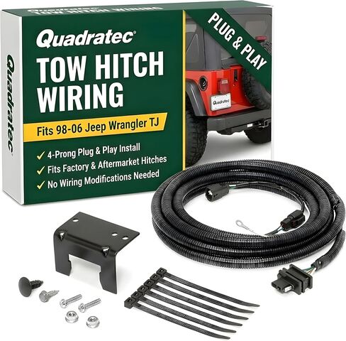 Quadratec Plug & Play Tow Hitch Wiring Harness - Fits Jeep Wrangler TJ, LJ 2005-2006 - No Cutting or Splicing Required - Compatible with Factory & Aftermarket Hitches in Kuwait