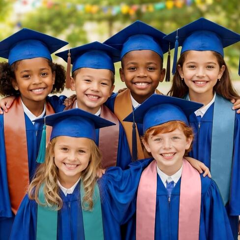 Mepase 6 Pcs Boho Preschool Graduation Sash 49" Satin Plain Graduation Stole Kid Grad Sash for Preschool Kindergarten Grad Decor in Saudi Arabia