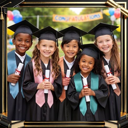 Mepase 6 Pcs Boho Preschool Graduation Sash 49" Satin Plain Graduation Stole Kid Grad Sash for Preschool Kindergarten Grad Decor in Saudi Arabia