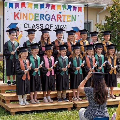 Mepase 6 Pcs Boho Preschool Graduation Sash 49" Satin Plain Graduation Stole Kid Grad Sash for Preschool Kindergarten Grad Decor in Saudi Arabia