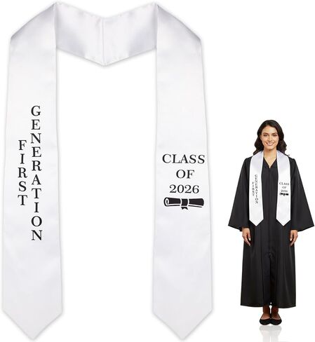 First Generation Graduation Stole, Class of 2026 White Graduation Stole for High School College Graduates in Saudi Arabia