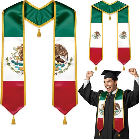 Reversible Country Flag Graduation Stole with Gold Tassels, Sash for College High School University Graduates, 72" in Saudi Arabia