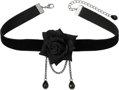 Elegant Retro Rose Flower Collarbone Chain Clavicle Necklace Gothic Lolita Black Lace Collar Choker Ornament Wedding Halloween Accessories in Kuwait