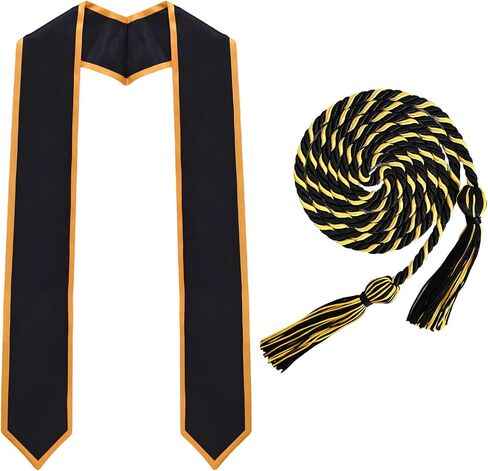 Plain Graduation Honor Stole Class of 2026 with Graduation Cords (68" Long) Graduation Sash, Classic End With Trim 72 Long in Saudi Arabia