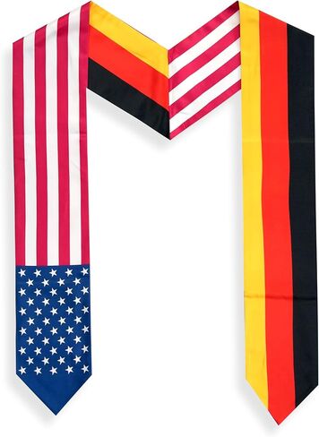 USA And Germany Flag Graduation Stole,Satin Embroidery Graduation Sash for International Students,72 Inch Length. in Kuwait