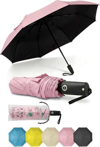 BAODINI Compact Travel Umbrella Small Windproof Auto Open Close for UV Sun Protection UPF 50+ and Rain Fits Backpack Purse & Suitcase in Kuwait