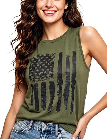redgino American Flag Tank Tops Women Patriotic Shirt USA Flag Stars Stripes Print Sleeveless 4th of July Tee Vest Outfit in Kuwait