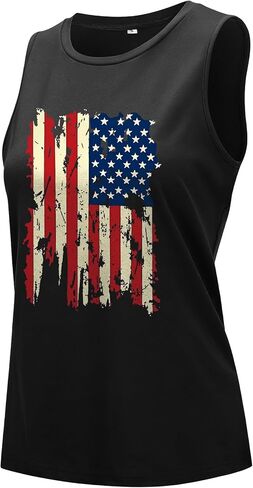 redgino American Flag Tank Tops Women Patriotic Shirt USA Flag Stars Stripes Print Sleeveless 4th of July Tee Vest Outfit in Kuwait