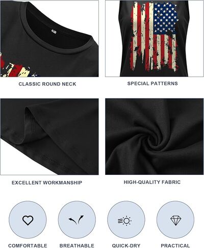 redgino American Flag Tank Tops Women Patriotic Shirt USA Flag Stars Stripes Print Sleeveless 4th of July Tee Vest Outfit in Kuwait