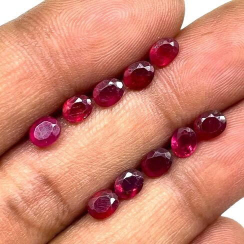 10 Pcs Natural Ruby Mozambique 5x4mm Oval Cut Rich Red Loose Gemstones Lot in Kuwait