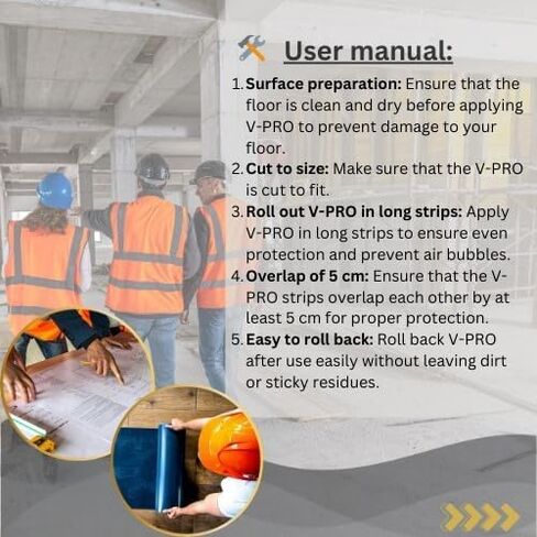V-PRO 317sqft Floor Protector - Anti Paint, Durable, Waterproof, Floor Covering - Ideal for Construction, Renovations and Move. - Ultimate Floor Protection Solution for Home and Office in Saudi Arabia