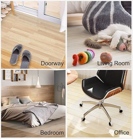 Clear Plastic Vinyl Rug Protector Cover Transparent Floor Protector Mat 80/100/120/140cm Wide, Wear-Resistant Clear Runner Rug for Table/Chair/Pet, Customizable Size ( Size : 60x90cm(2ftx2.9ft) ) in Kuwait