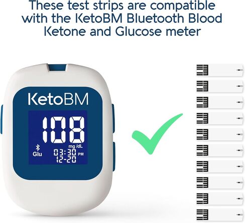 KetoBM Blood Glucose Test Strips for Dual Blood Glucose & Ketone Meter, 100 Count in Saudi Arabia