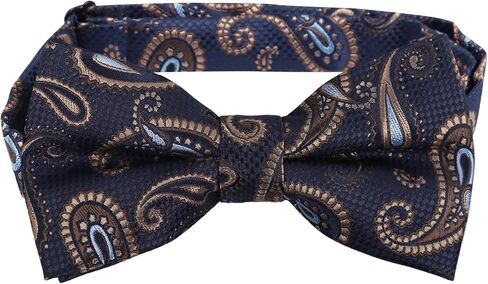 Alizeal Mens 4pcs Paisley Pattern Pre-tied Bow Tie, Pocket Square, Cufflinks and Boutonniere Set for Wedding in Kuwait