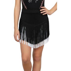 Kids Girls Tassel Latin Skirt Elastic Waist Fringe Layered Dancewear Asymmetric Salsa Rumba Skirts 5-15 Years in Saudi Arabia