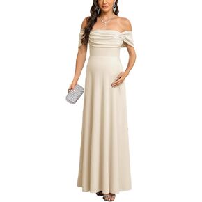 AISWI Off Shoulder Maternity Dress Formal Ruched A Line Elegant Maxi Gown Baby Shower Photography Wedding Guest in Saudi Arabia