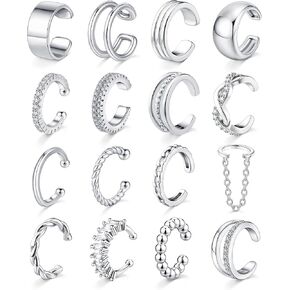 Giovanchi 16Pcs Ear Cuffs Non Piercing - 14K Gold Plated Ear Cuff Earrings for Women - Adjustable Earring Cuffs Non Pierced Ears Clip on Cartilage Earring Fake Earrings Set in Saudi Arabia