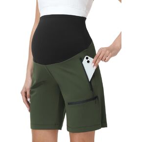 V VOCNI Maternity Cargo Shorts Quick Dry Athletic Shorts | Zipper Pockets, Pregnancy Bermuda Shorts, Outdoor Active Summer Shorts, Camping Travel Golf Running Swim in Saudi Arabia