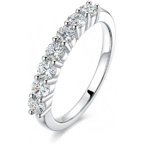 AURALUME Lab Grown Diamond Eternity Band 0.77cttw 7 Stone D Color VVS Clarity 3mm S925 Sterling Silver Anniversary Wedding Rings for Women in Saudi Arabia