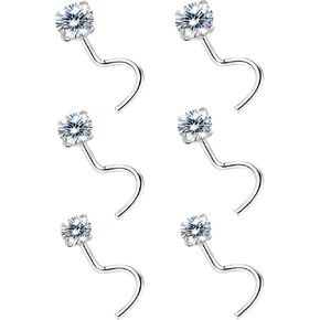 VOJO 6-Piece Moissanite Diamond Titanium Nose Studs for Women & Men, Hypoallergenic 20G L Shaped Screw Nose Rings,Surgical Grade Piercing Jewelry Set in Saudi Arabia