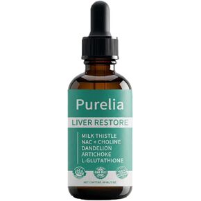 Purelia Liver Restore - Complete Liver Detox Support Liquid Drops with Milk Thistle, Dandelion, Choline, L-Glutathione for Liver Cleanse (1) in Saudi Arabia