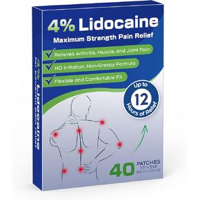 Uposiut Lidocaine 4% Patches, Extra Strength Lidocaine Patches, for Neck, Shoulder, Back, Knee, and Ankle Muscles, 12-Hour Effectiveness-012345 40 Patches in Saudi Arabia