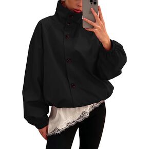 Womens Funnel Neck Jackets Oversized Lightweight Windbreaker Outwear Coats in Saudi Arabia