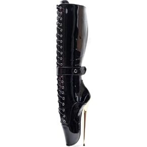 High Heels 20cm Mid Calf Ballet Boots Side Zip Up Locking,Black-13 in Saudi Arabia