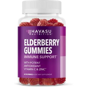 Sambucus Elderberry Gummies with Vitamin C & Zinc for Adults - 100mg Elderberry Extract for Daily Wellness Defense & Immune Support - Vegan, Non-GMO, Gluten Free - Berry Flavor, 60 Count in Saudi Arabia