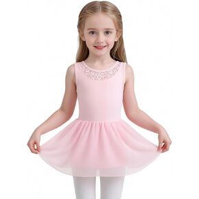 Tutu.kk Ballet Leotard for Girls with Sleeveless Lace Neck Toddler Dance Dress Ballerina Outfits in Saudi Arabia