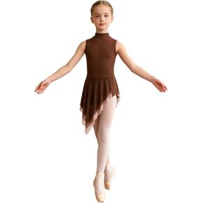 Girls Lyrical Dance Costume Contemporary Ballet Leotard Dress Asymmetrical Skirt Gymnastics Leotard for Stage Show in Saudi Arabia