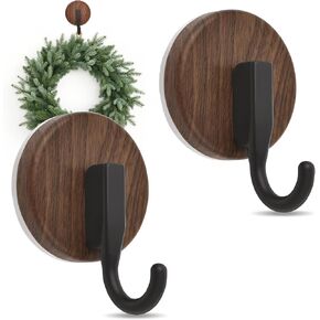 Suction Cup Wreath Hanger for Front Door, Over Door, Window Glass, Mirrors, Tiles – Decorative Hooks for Christmas/Thanksgiving/Halloween/July 4th/Easter/Valentine/Spring/Summer/Fall (2 Pack, Walnut) in Saudi Arabia