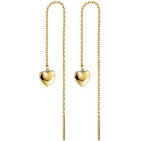 WangGao Stainless Steel Heart Dangle Long Chain Threader Earrings for Women Drop Earrings Ear Jewelry Gift for Her in Kuwait