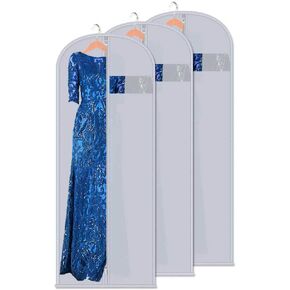 Dress Bags for Gowns & Garment Bags 60-Inch 3-Pack - PEVA Hanging Clothes Storage with Clear Window, Foldable for Wedding Dresses, Coats & Travel (Heavy-Duty Zipper) in Saudi Arabia