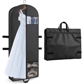 65" Long Garment Bags, Waterproof Travel Dress Bags for Hanging Clothes, Wedding Dress Cover Clothes Protector for Closet Storage, Suitable for Gowns, Tuxedos, Coats, Black in Saudi Arabia