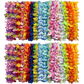 200 PCS Hawaiian Leis Bulk, Tropical Silk Flower Lei Hawaiian Necklace Lei for Beach Luau Party Favors Decoration Birthday Party Supplies in Saudi Arabia