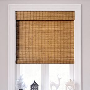 Cordless Bamboo Roman Shades 44x48in, Light Filtering Bamboo Blinds for Indoor Windows, Office, Bathroom and Living Room, Privacy Teak. in Saudi Arabia