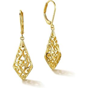 Dangle Earrings for Women, 14K Gold Plated/Sterling Silver Leverback Drop Earrings Hypoallergenic Leverback Dangle Jewelry Gift for Women in Saudi Arabia