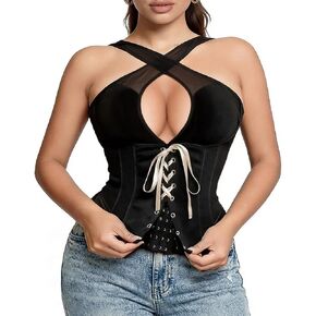 Shapewear Bodysuit with Tummy Control for Women, Deep V Neck Corset Body Shaper Waist Cincher Top in Saudi Arabia
