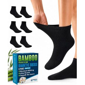 Doctor's Select Non Binding Bamboo Viscose Diabetic Socks for Women & Men - 6 Pairs | Loose Socks for Swollen Feet in Saudi Arabia