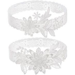 2 Pieces Wedding Garters for Bride Lace Thigh Garter Stretchy Floral Garter for Bride in Saudi Arabia