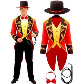 Men's Ringmaster Costume Adult Deluxe Circus Ring Master Tailcoat Jacket Outfit for Halloween Cosplay in Saudi Arabia