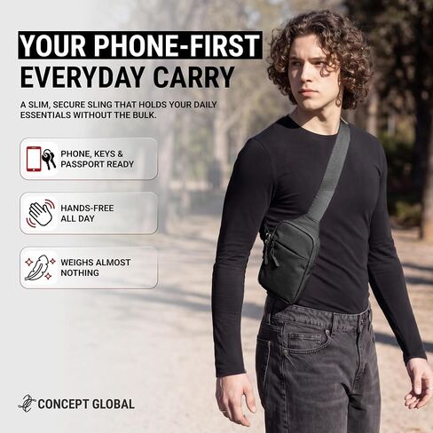 Travel Sling Bag 2.0 for Men & Women - Water Resistant Crossbody Multipocket Chest Bag with Anti-Theft & RFID in Saudi Arabia