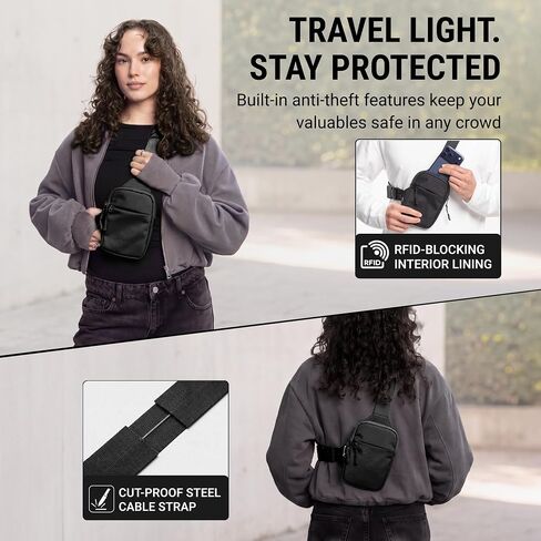 Travel Sling Bag 2.0 for Men & Women - Water Resistant Crossbody Multipocket Chest Bag with Anti-Theft & RFID in Saudi Arabia
