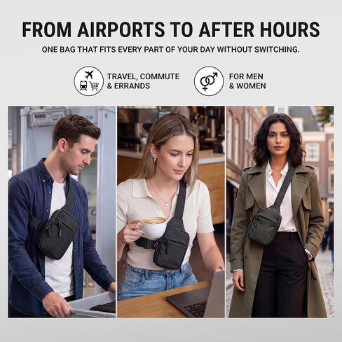 Travel Sling Bag 2.0 for Men & Women - Water Resistant Crossbody Multipocket Chest Bag with Anti-Theft & RFID in Saudi Arabia
