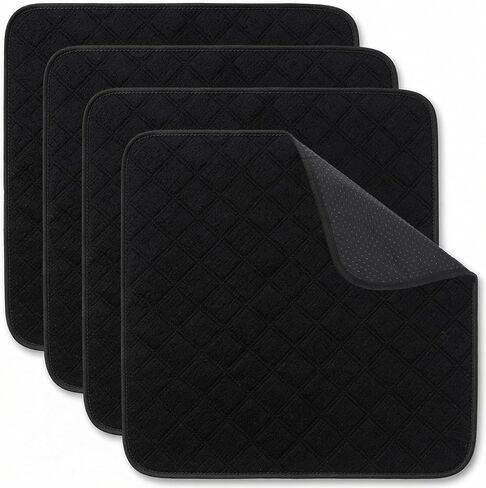 Kenaoeo 22 x 21 Inch Waterproof Chair Pads for Incontinence 4 Pack Reusable Washable Absorbent Seat Protector Pads Non Slip Wheelchair Accessories for Home and Travel, Black in Saudi Arabia