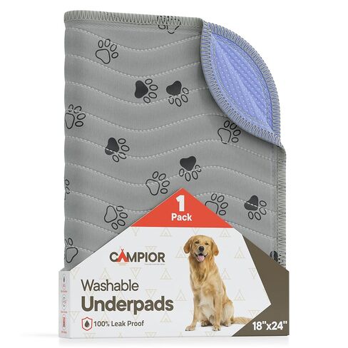 Washable Underpads 18"x24" (Pack of 1) – Reusable Waterproof Bed Pads for Pets, Elderly & Kids, Extra Heavy Absorbency Incontinence & Bedwetting Protection, Non-Slip TPU Backing, Grey & Blue in Saudi Arabia