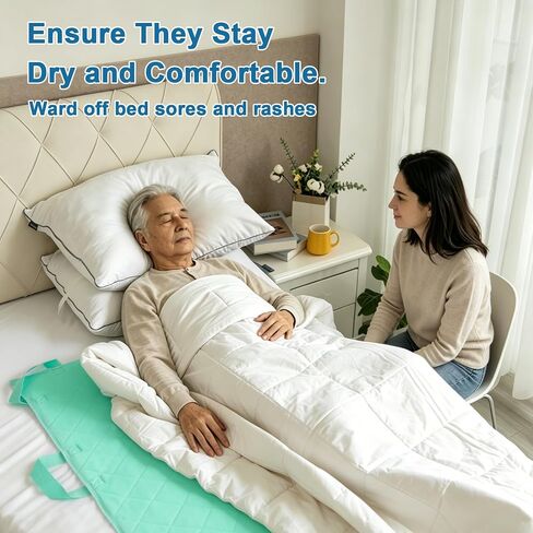 Positioning Bed Pads 2 Pack with 8 Reinforced Handles, 34'' x 52'', Quick-Drying, Washable Waterproof Reusable Pads for Lifting, Turning, Transfering Elderly, Bedridden and Incontinence Patients in Saudi Arabia