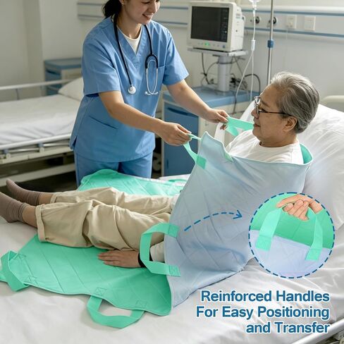 Positioning Bed Pads 2 Pack with 8 Reinforced Handles, 34'' x 52'', Quick-Drying, Washable Waterproof Reusable Pads for Lifting, Turning, Transfering Elderly, Bedridden and Incontinence Patients in Saudi Arabia
